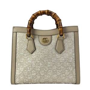 Gucci Diana Small Tote Bag Tote Bag 702721 Cream Gold Beige Jacquard Leather